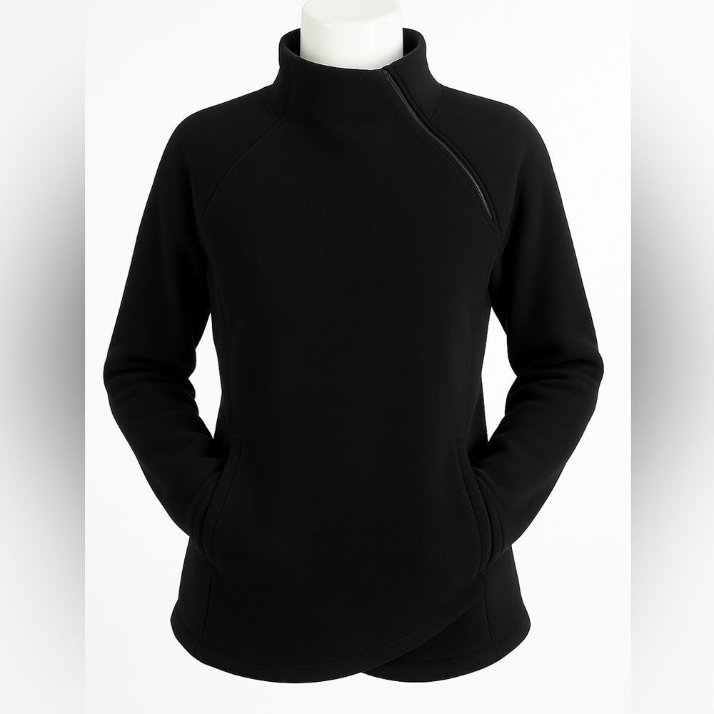 XS Athleta Black Fleece-Lined Jacket with zipper